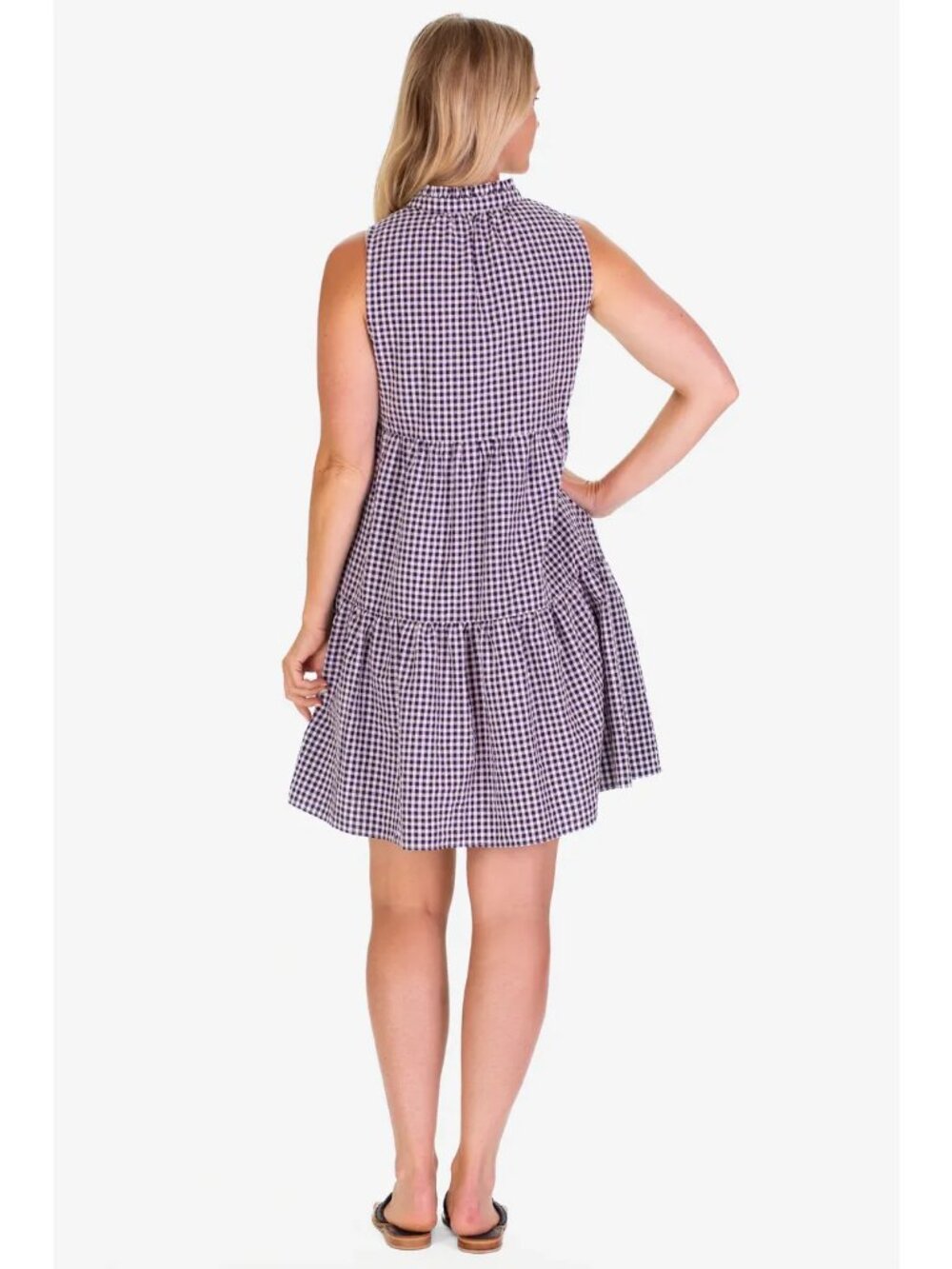 Duffield Lane Gingham Tiered Dress, Size Small